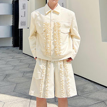 Load image into Gallery viewer, Wood Ear Trim Jacket Shorts Two-Piece Set