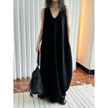 Load image into Gallery viewer, Women's Deep V Neck Asymmetric Curved Balloon Dress