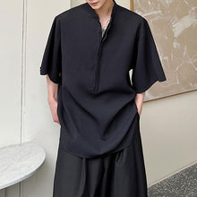 Load image into Gallery viewer, Waffle Collar Loose Half Sleeve Shirt