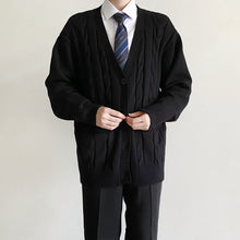 Load image into Gallery viewer, Black DK Uniform Long Sleeve Cardigan Sweater