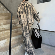 Load image into Gallery viewer, Printed Zipper Casual Hooded Sweatshirt Loose Trousers Two-piece Set