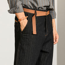 Load image into Gallery viewer, Straight-leg Loose Vertical Striped Jeans