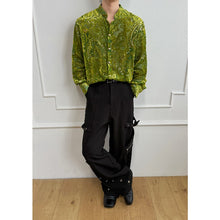 Load image into Gallery viewer, Vintage Floral Printed Velvet Metal Button Long Sleeve Shirt