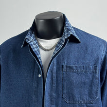 Load image into Gallery viewer, Fake Two-piece Plaid Patchwork Shirt