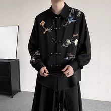 Load image into Gallery viewer, Floral and Bird Embroidered Button-down Shirt