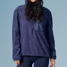 Load image into Gallery viewer, Fluffy Fleece Contrast Zipper Chest Pocket High Neck Hooded Pullover