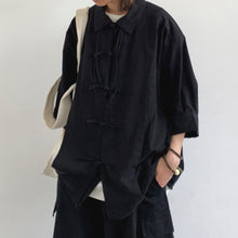 Load image into Gallery viewer, Cotton And Linen Buttoned Pleated Shirt