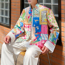 Load image into Gallery viewer, Stand-collar Disc-button Floral Jacket