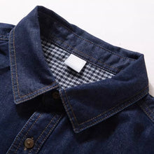 Load image into Gallery viewer, Japanese Retro Patchwork Plaid Denim Shirt