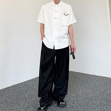 Load image into Gallery viewer, Buttoned Loose Pocket Embroidered Short-sleeved Shirt