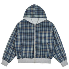 Load image into Gallery viewer, Reversible Cropped Boxy Plaid Lined Zip Up Hoodie