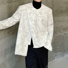 Load image into Gallery viewer, Retro Round Neck Disc Button Jacquard PU Leather Jacket