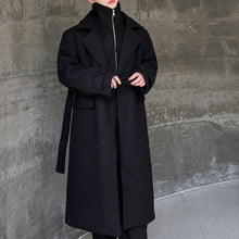 Load image into Gallery viewer, Fake Two Piece Spliced Stand Collar Woolen Long Coat