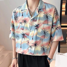Load image into Gallery viewer, Beach Resort Summer Coconut Tree Print Short Sleeve Shirt
