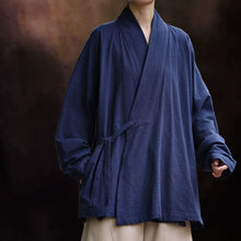 Load image into Gallery viewer, Loose Cotton Cross Front Hanfu Kimono Cardigan