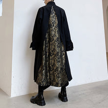 Load image into Gallery viewer, Vintage Baroque Print Patchwork Long Trench Coat