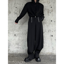 Load image into Gallery viewer, Black Zip-up Cuffed Bloomers Trousers