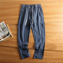 Load image into Gallery viewer, Linen Breathable Loose Drawstring Straight Trousers