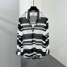 Load image into Gallery viewer, Thin Color Contrast Stripe Hollow Shirt