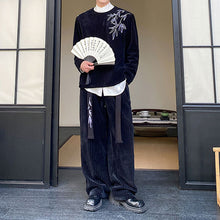 Load image into Gallery viewer, Retro Embroidered Sweatshirt and Wide-leg Trousers Two-piece Set