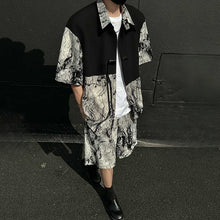 Load image into Gallery viewer, Summer Loose Ice Silk Shirt Ink Tie-dyed Short-sleeved Shorts Two-piece Suit