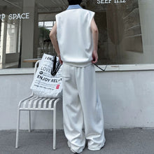 Load image into Gallery viewer, Color-block Collared Vest Casual Trousers Two-piece Set