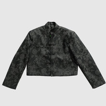 Load image into Gallery viewer, Embossed Pattern Stand Vollar Short Leather Jacket