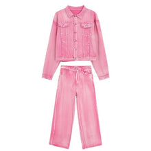 Load image into Gallery viewer, Vintage Washed Distressed Jacket Straight-leg Pants Denim Suit