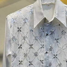 Load image into Gallery viewer, Sequin Lace Argyle-Pattern Shirt