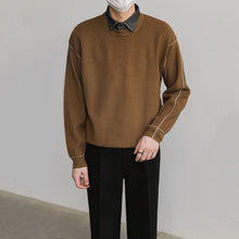 Load image into Gallery viewer, Color-blocked Faux Two-piece Knit Sweater