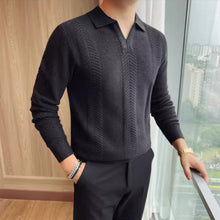 Load image into Gallery viewer, Lyocell V-neck Collared Slim Fit Knit Sweater