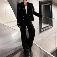 Load image into Gallery viewer, Studded Shoulder Padded Suit Jacket