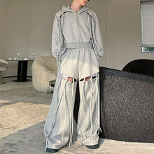 Load image into Gallery viewer, Hollow Strap Hooded Sweatshirt Two-Piece Set