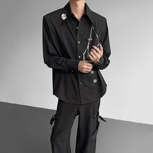 Load image into Gallery viewer, 3D Flower Embroidered Sequined Shoulder Pad Shirt