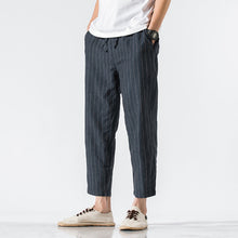 Load image into Gallery viewer, Cotton and Linen Striped Pants