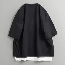 Load image into Gallery viewer, Retro Color-blocked Loose Casual Crew Neck T-shirt