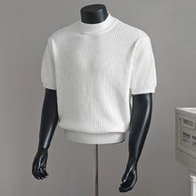Load image into Gallery viewer, Turtleneck Short-sleeved Striped Sweater