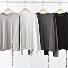 Load image into Gallery viewer, Women's Side Drawstring Hanging Tie Adjustable Loose Long Sleeve T-Shirt