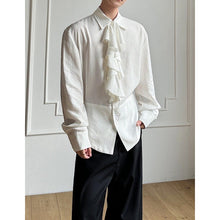 Load image into Gallery viewer, Court-style Detachable Ruffled Collar Waist Belt Shirt