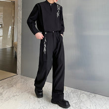 Load image into Gallery viewer, Vintage Embroidered Bamboo Shirt Wide-leg Pants Two-piece Set