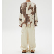 Load image into Gallery viewer, Tie-dye Paneled Fringed Ripped Sweater