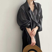 Load image into Gallery viewer, Ladies Solid Color Tencel Ruffle Trim Long Sleeve Shirt