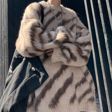 Load image into Gallery viewer, Zebra Print Thick Mink Fleece Knitted Sweater