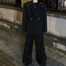 Load image into Gallery viewer, Deconstructed Metal Buckle Shoulder Padded Blazer