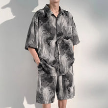 Load image into Gallery viewer, Summer Thin Ice Silk Drape Casual Shirt Loose Shorts Two-piece Set