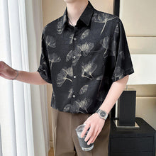 Load image into Gallery viewer, Ice Silk Drape Lapel Floral Shirt
