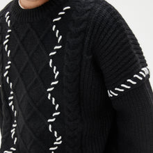 Load image into Gallery viewer, Irregular Black Knitted Twist Sweater