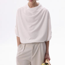 Load image into Gallery viewer, Stacked Collar Loose Solid Color T-shirt