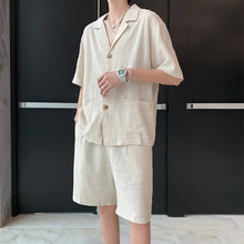 Load image into Gallery viewer, Vintage Cotton Linen Shirt Shorts Two-Piece Set