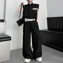 Load image into Gallery viewer, Colorblock Sleeveless Vest Wide Leg Trousers Two-Piece Set
